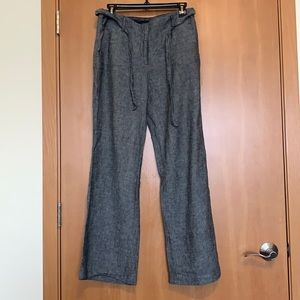 Linen Straight leg pants with fabric belt, size 8